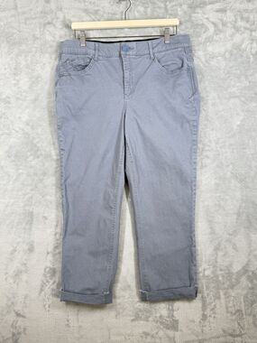 Democracy Absolution Scallop Edge Straight Pants Womens 16W Blue Gray High Rise